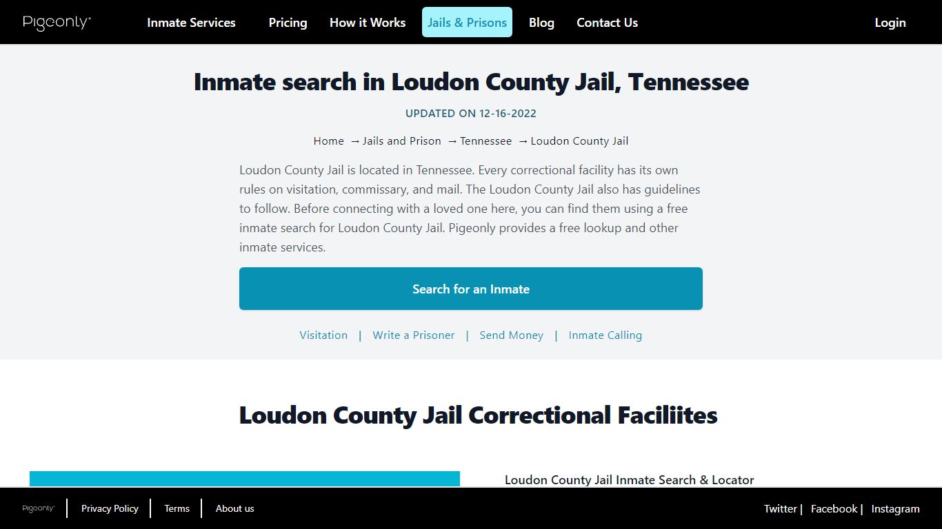 Inmate Search Loudon County Jail, Tennessee | Pigeonly